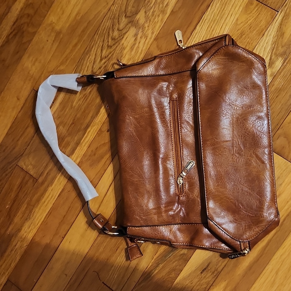 YZAOLL Brown Vegan Synthetic Leather Shoulder Bag Purse NWT - Picture 2 of 8